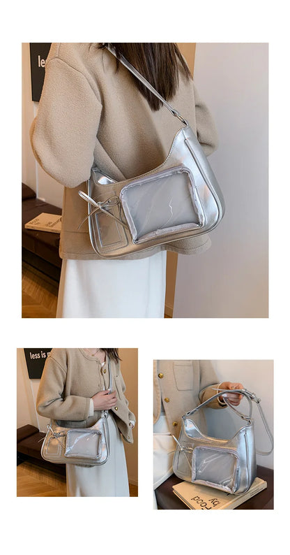 Sac à bandoulière transparent pour femme, sac à main preppy pour femme, sac à bandoulière scolaire, sac à main pour femme, designer japonais, Y2K, lancé Harajuku, coréen, Ita