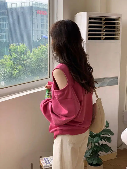 Femme T-shirt rouge Sexy vêtements ample haut uni pour les femmes épaules nues 2025 vieux Simple pas cher T-shirt élégant Original Xxl Emo T-shirt