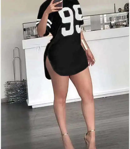 T-shirts femme qualité supérieure printemps/été lettres ample col rond manches courtes mode dames hauts t-shirt robe SJL9