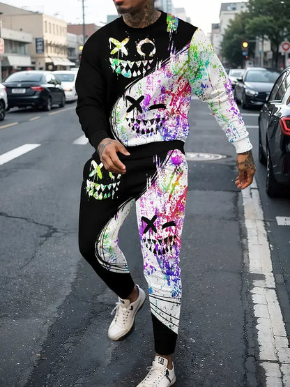 Populaire hommes à manches longues T-Shirts pantalons ensemble mode impression 3D hommes vêtements de sport homme vêtements rue survêtement survêtement 2 pièces tenues