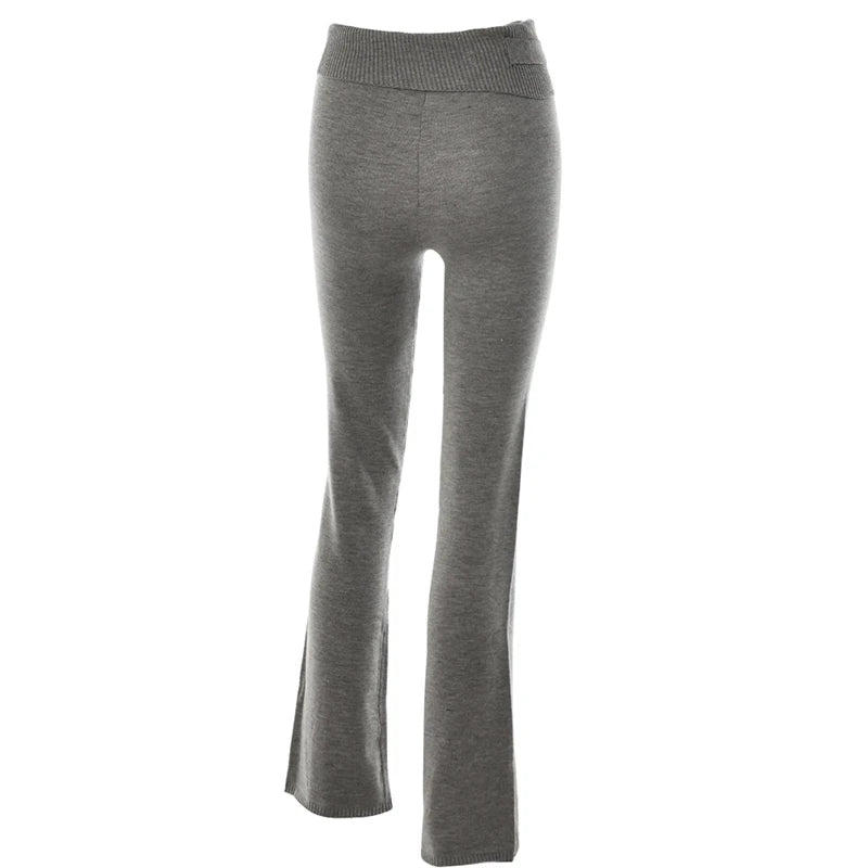 Tenue 2 pièces en tricot côtelé pour femmes, manches longues, fermeture éclair, coupe cintrée, haut court à capuche, pantalon Long élastique, ensemble survêtements Y2K