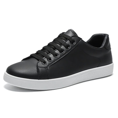 Chaussures vulcanisées pour hommes, baskets basses plates décontractées, blanches, Zapatillas Hombre, livraison directe, cuir noir