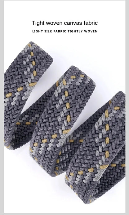 Ceinture en toile tissée pour hommes, tout élastique, extensible, pour garçons, jeunes pantalons polyvalents, Jeans, ceinture à la mode boutonnée