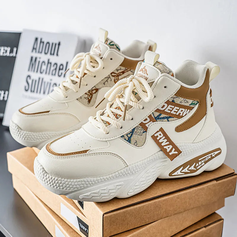 Chaussures de marche pour hommes, baskets montantes à semelle épaisse, antidérapantes, confortables, décontractées, tendance, Skateboard, nouvelle collection 2025