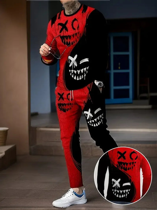 Populaire hommes à manches longues T-Shirts pantalons ensemble mode impression 3D hommes vêtements de sport homme vêtements rue survêtement survêtement 2 pièces tenues