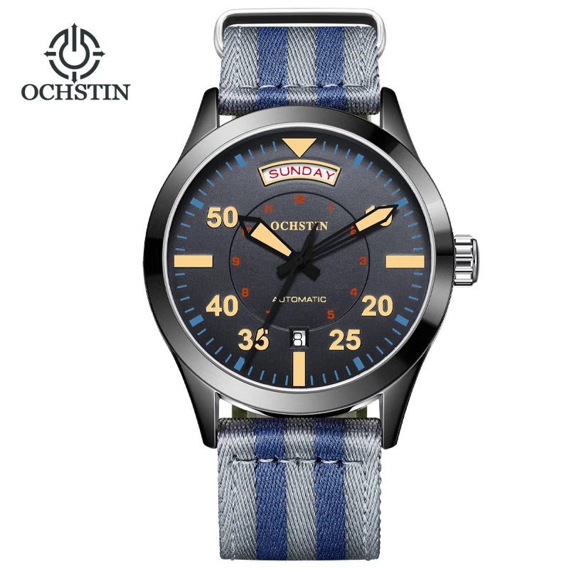 OCHSTIN hommes mode luxe mécanique automatique Date semaine montre couverture arrière transparente Design créatif avec cadran calendrier vert