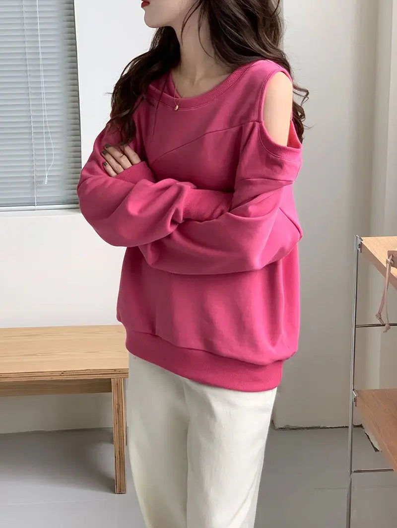 Femme T-shirt rouge Sexy vêtements ample haut uni pour les femmes épaules nues 2025 vieux Simple pas cher T-shirt élégant Original Xxl Emo T-shirt