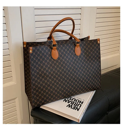 Sacs pour femmes de grande capacité en Europe et aux états-unis, sac à bandoulière rétro lettres classiques, sacs à main de banlieue en PU pour femmes