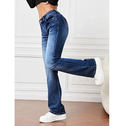 Femmes Stretch Denim jean mince pantalon droit dames décontracté pantalons de mujer pantalon femme