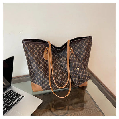 Sacs pour femmes de grande capacité en Europe et aux états-unis, sac à bandoulière rétro lettres classiques, sacs à main de banlieue en PU pour femmes