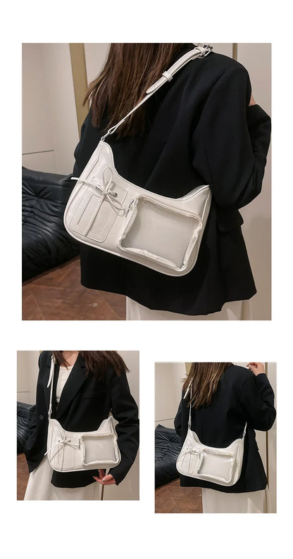 Sac à bandoulière transparent pour femme, sac à main preppy pour femme, sac à bandoulière scolaire, sac à main pour femme, designer japonais, Y2K, lancé Harajuku, coréen, Ita