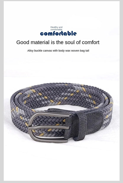 Ceinture en toile tissée pour hommes, tout élastique, extensible, pour garçons, jeunes pantalons polyvalents, Jeans, ceinture à la mode boutonnée