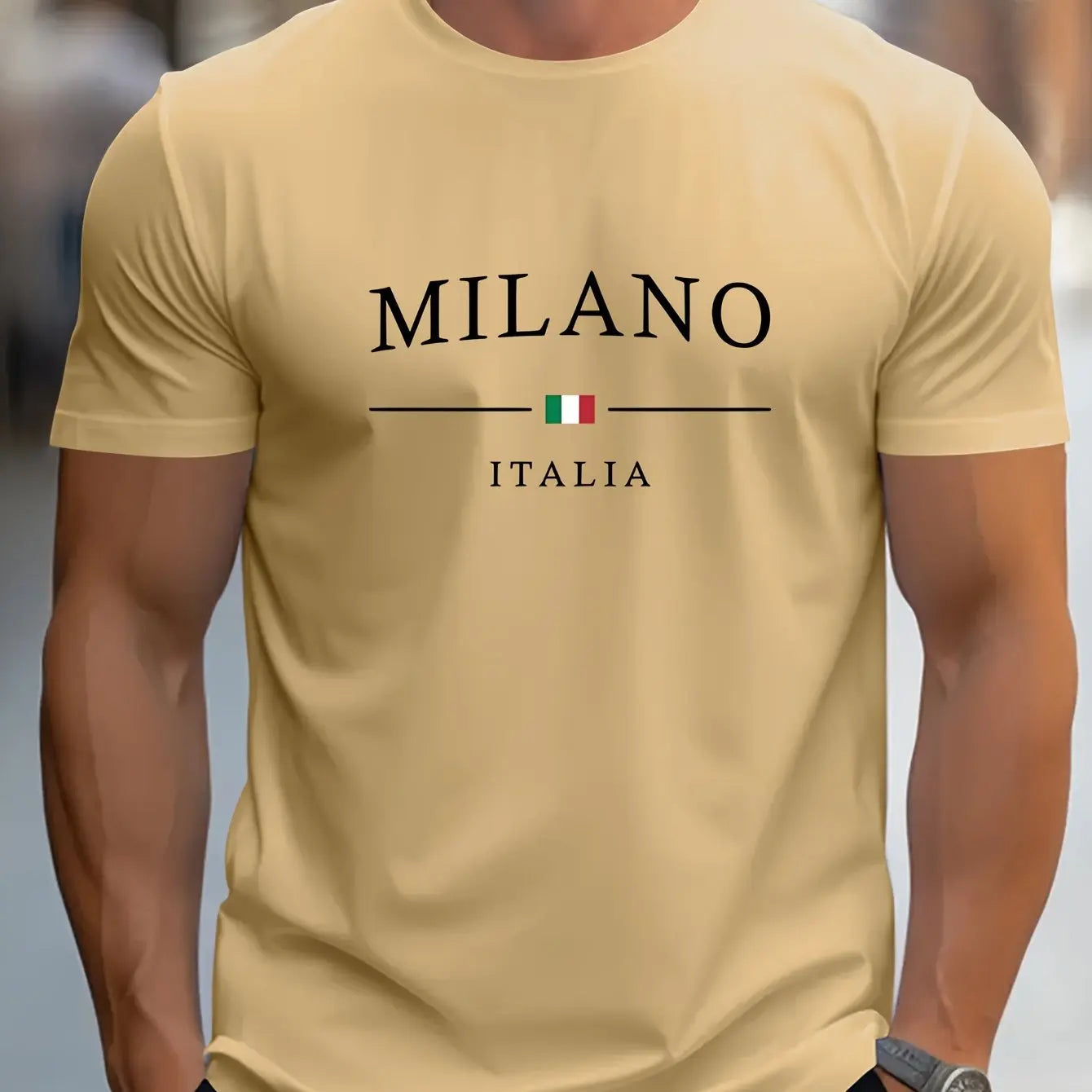 MILANO-T-shirt à Manches Courtes et Col Rond pour Homme, Haut Décontracté, Confortable, Lettre Imprimée, Été, 100% Coton, Mode