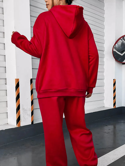 Ensemble pantalon décontracté imprimé Cool pour femmes, sweat à capuche à manches longues avec poches et cordon de serrage, sweat-shirt ample avec lettres imprimées