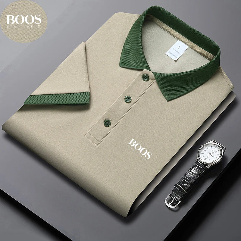 Polo d'été à manches courtes pour hommes, LOGO brodé, grande taille, T-shirt d'affaires en Nylon fin, respirant, de haute qualité