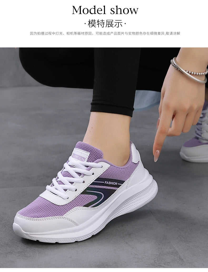 Chaussures de sport légères pour femmes, chaussures de course pour étudiants, non ald et absorbant les chocs, semelle souple pour mère, printemps et été