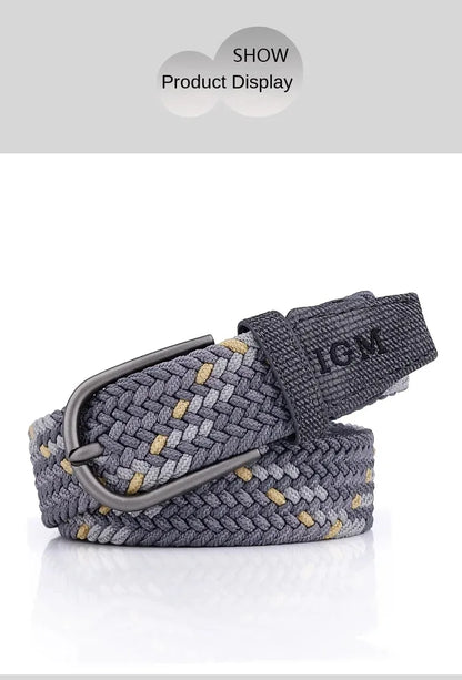 Ceinture en toile tissée pour hommes, tout élastique, extensible, pour garçons, jeunes pantalons polyvalents, Jeans, ceinture à la mode boutonnée