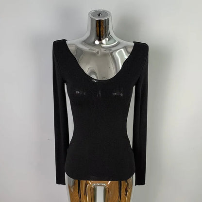 T-Shirt femmes basique décontracté 2025 été T-Shirt col rond Femme vêtements Sexy poitrine basse voir à travers doux mince hauts T-Shirt Femme