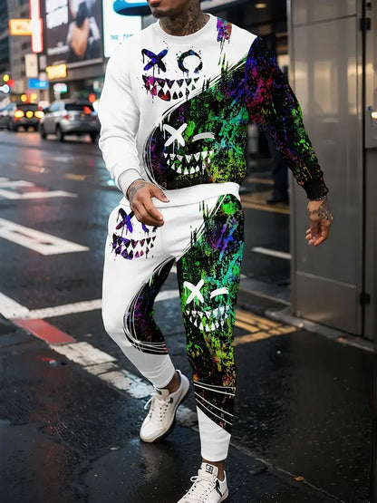 Populaire hommes à manches longues T-Shirts pantalons ensemble mode impression 3D hommes vêtements de sport homme vêtements rue survêtement survêtement 2 pièces tenues