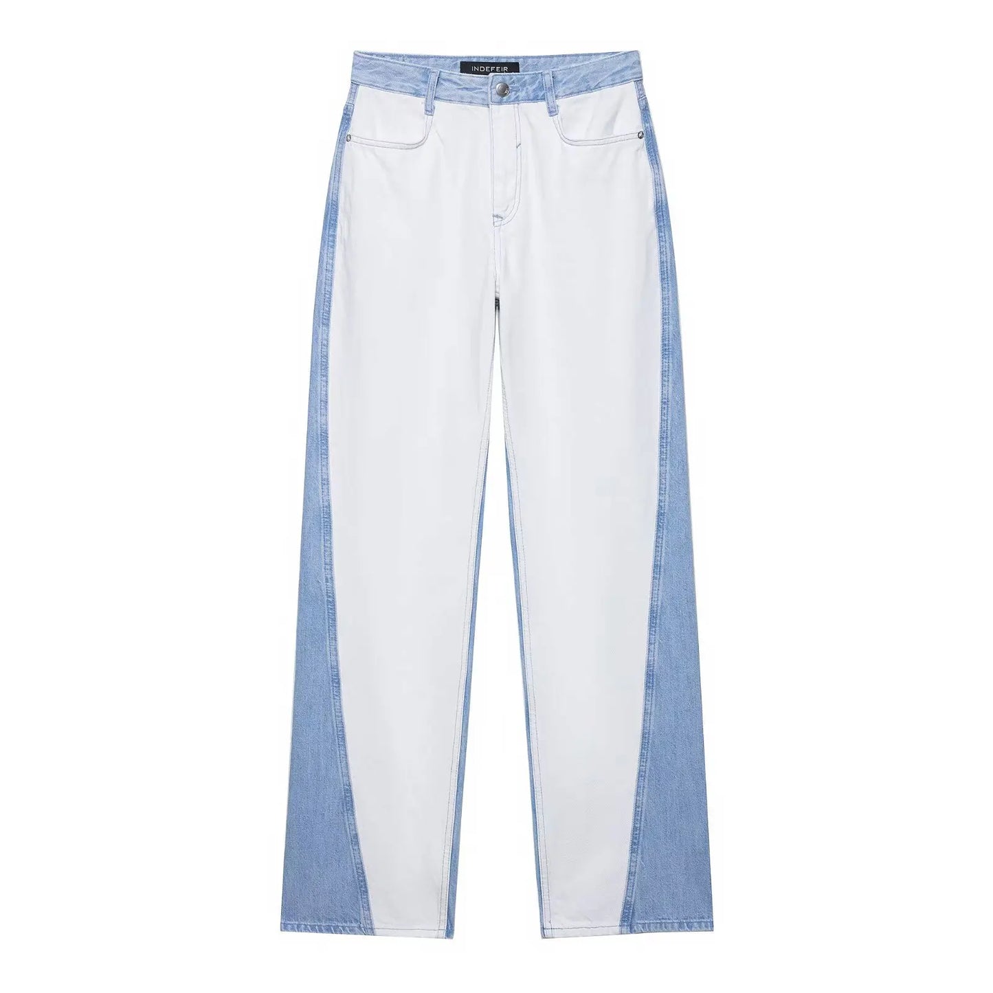 HH – costume en Denim Vintage pour femme, manteau à revers à manches longues et simple boutonnage + jean taille haute à jambes larges, ensemble de mode de rue, automne 2024