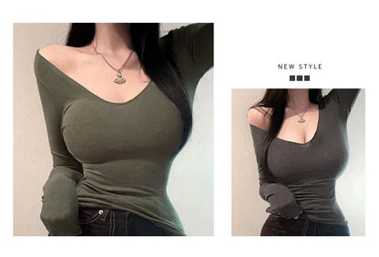 T-Shirt femmes basique décontracté 2025 été T-Shirt col rond Femme vêtements Sexy poitrine basse voir à travers doux mince hauts T-Shirt Femme