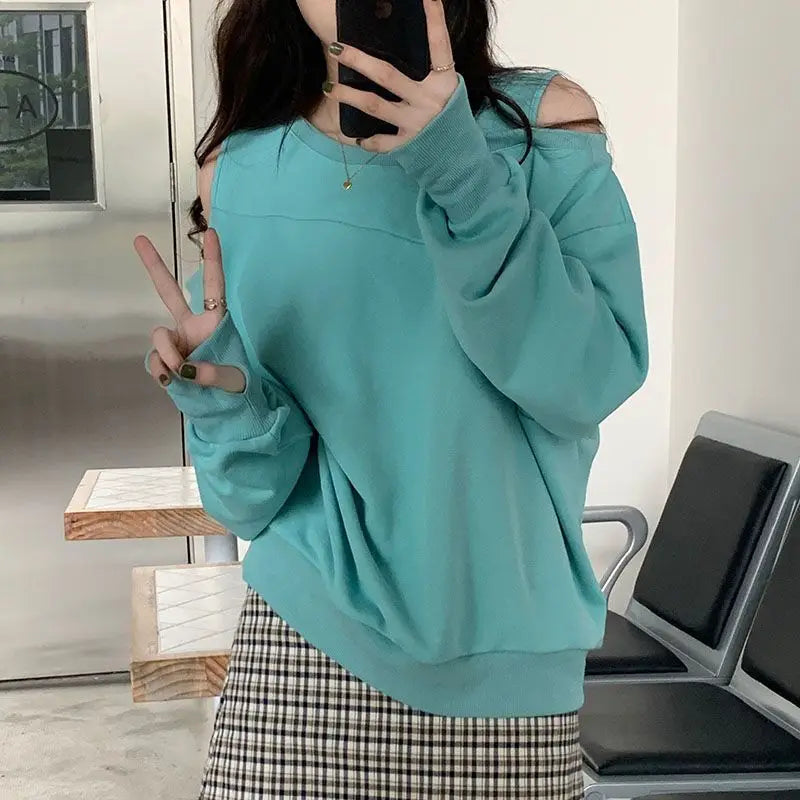 Femme T-shirt rouge Sexy vêtements ample haut uni pour les femmes épaules nues 2025 vieux Simple pas cher T-shirt élégant Original Xxl Emo T-shirt