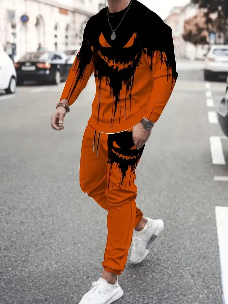 Populaire hommes à manches longues T-Shirts pantalons ensemble mode impression 3D hommes vêtements de sport homme vêtements rue survêtement survêtement 2 pièces tenues