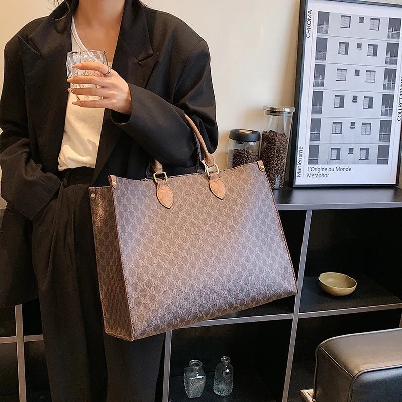 Sacs pour femmes de grande capacité en Europe et aux états-unis, sac à bandoulière rétro lettres classiques, sacs à main de banlieue en PU pour femmes