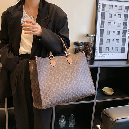 Sacs pour femmes de grande capacité en Europe et aux états-unis, sac à bandoulière rétro lettres classiques, sacs à main de banlieue en PU pour femmes