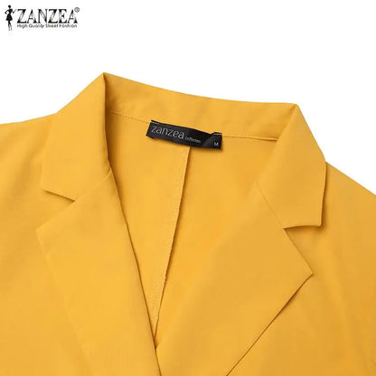 ZANZEA femmes mode 2 pièces Blazer costumes cranté revers à manches longues Blazer pantalon ensembles élégant bureau dame solide 2 pièces tenues