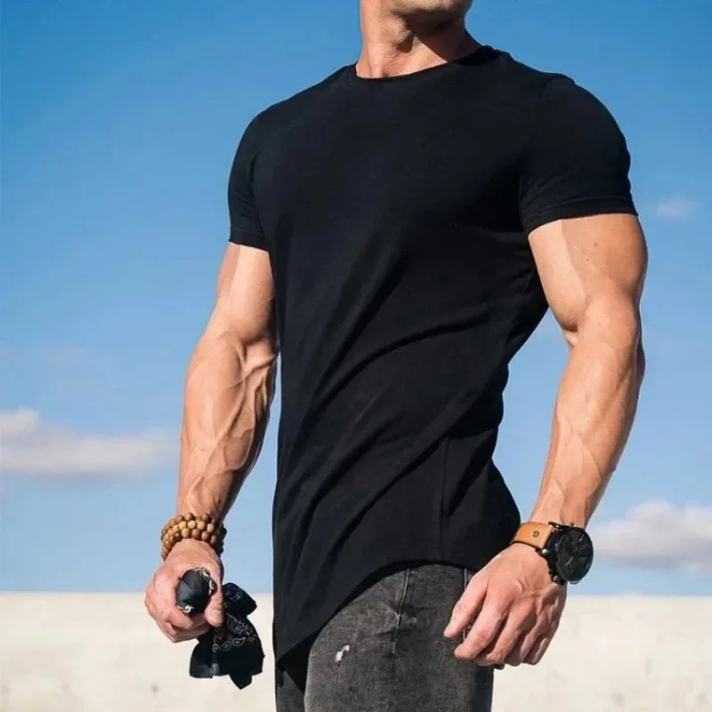 Sport Fitness T-shirt hommes musculation à manches courtes chemise d'entraînement entraînement Sport course Gym T-shirt été hauts T-shirt Rashgard
