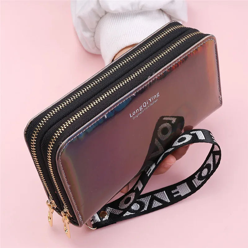 Portefeuille Long en cuir PU souple pour femmes, Double fermeture éclair, pochette pour pièces de monnaie, grande capacité, porte-carte de visite, nouvel arrivage