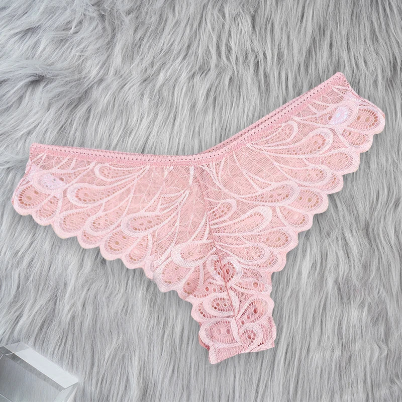 Sous-vêtements en dentelle pour femmes, culotte Sexy, couleur unie, culotte transparente, intimes, taille basse, Lingerie pour femmes,sous vetements femmes romantique