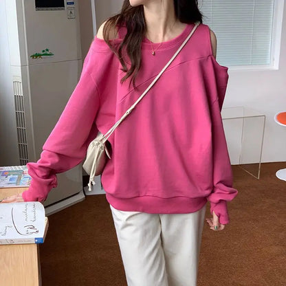 Femme T-shirt rouge Sexy vêtements ample haut uni pour les femmes épaules nues 2025 vieux Simple pas cher T-shirt élégant Original Xxl Emo T-shirt