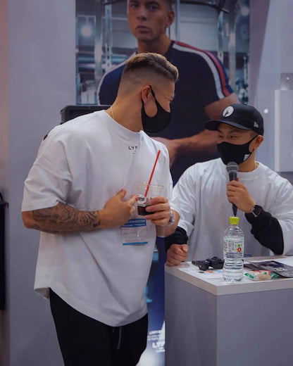 Coupe ample hommes été automne sport T-Shirt Fitness basket-ball à manches courtes élastique haut décontracté en Style coréen grande taille