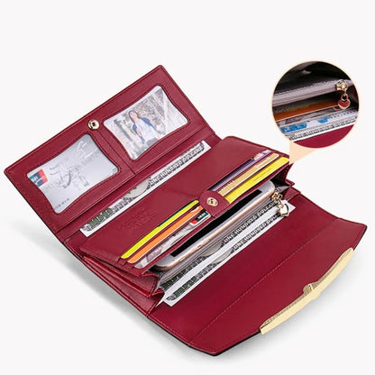 Portefeuilles en cuir véritable 	 Sacs à main de luxe pour femmes, porte-carte RFID, Long sac à main de bonne qualité, cadeau pour dames