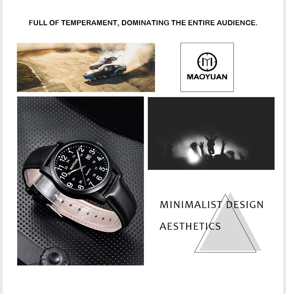 MAOYUAN 2025 nouveau haut montre pour hommes calendrier sport loisirs mode Style marron noir cuir étanche montre à Quartz