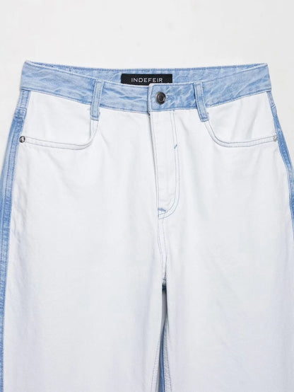 HH – costume en Denim Vintage pour femme, manteau à revers à manches longues et simple boutonnage + jean taille haute à jambes larges, ensemble de mode de rue, automne 2024